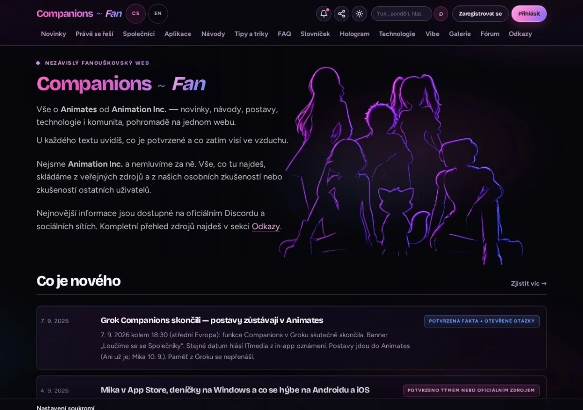 Náhled webu companionsfan.cz