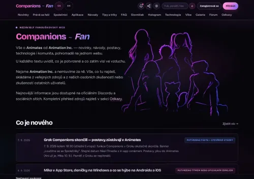 Náhled webu companionsfan.cz